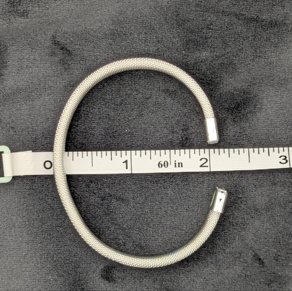 925 Sterling Silver Mesh Bangle Bracelet Minimalist Elegant - Picture 7 of 8